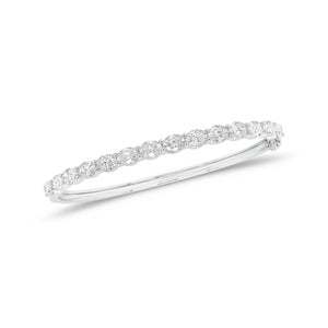 Diamond Ovals Bangle Bracelet - 18K gold weighing 11.62 grams - 14 oval-shaped diamonds weighing 4.83 carats