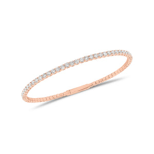 2.89 ct Diamond Bangle Bracelet - 18K gold weighing 6.59 grams - 67 round diamonds weighing 2.89 carats