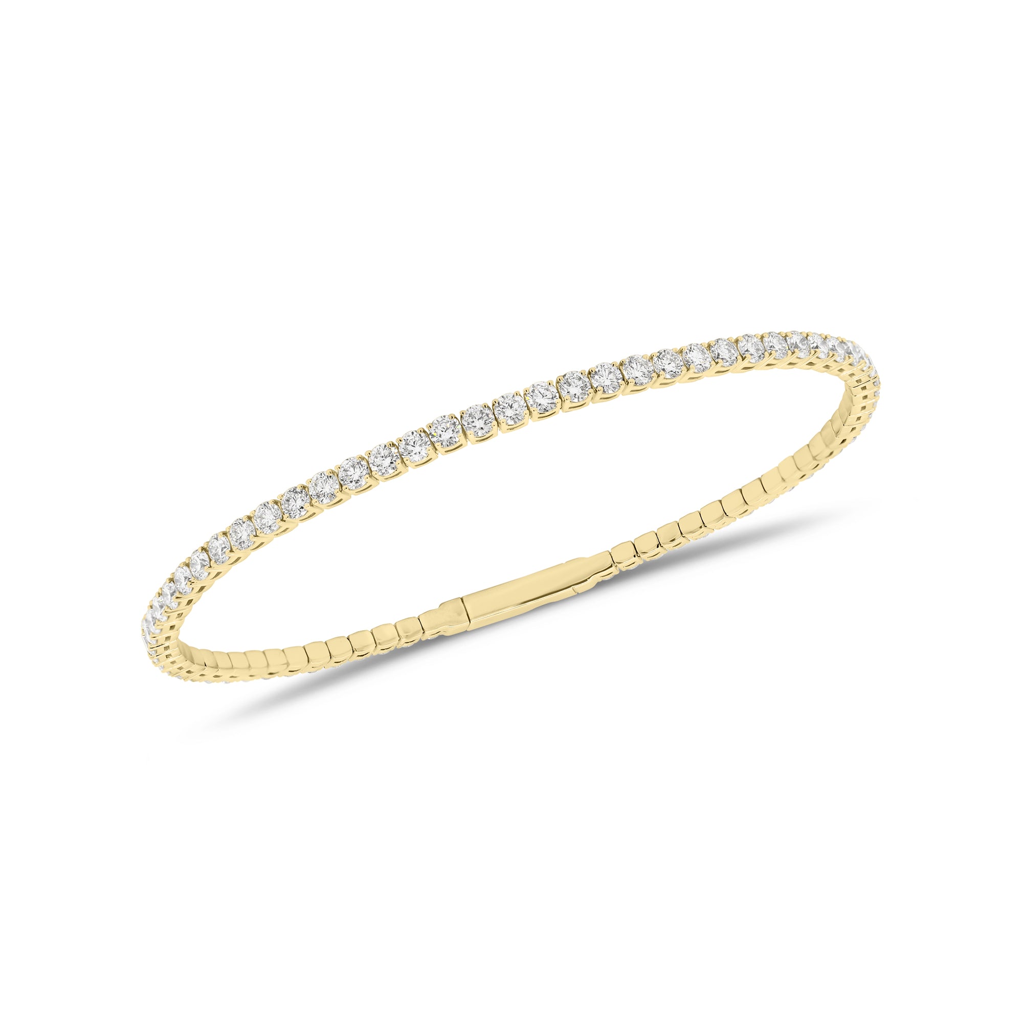 2.89 ct Diamond Bangle Bracelet - 18K gold weighing 6.59 grams  - 67 round diamonds weighing 2.89 carats