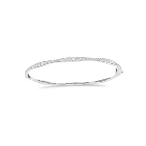 Graduated Diamond Bangle Bracelet - 14K gold weighing 5.22 grams - 55 round diamonds weighing 0.57 carats