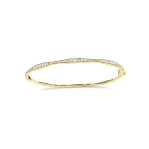 Graduated Diamond Bangle Bracelet - 14K gold weighing 5.22 grams - 55 round diamonds weighing 0.57 carats