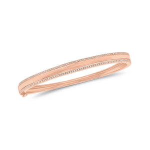 Diamond Boarder Bangle - 14K gold weighing 12.02 grams - 150 round diamonds weighing 0.40 carats