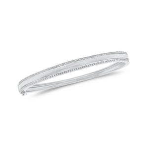 Diamond Boarder Bangle - 14K gold weighing 12.02 grams - 150 round diamonds weighing 0.40 carats