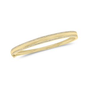 Diamond Boarder Bangle - 14K gold weighing 12.02 grams - 150 round diamonds weighing 0.40 carats