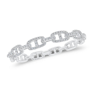 Diamond Tri-Link Bangle Bracelet - 14K gold weighing 20.31 grams - 106 round diamonds weighing 2.48 carats