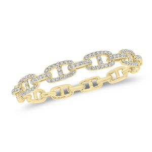 Diamond Tri-Link Bangle Bracelet - 14K gold weighing 20.31 grams - 106 round diamonds weighing 2.48 carats