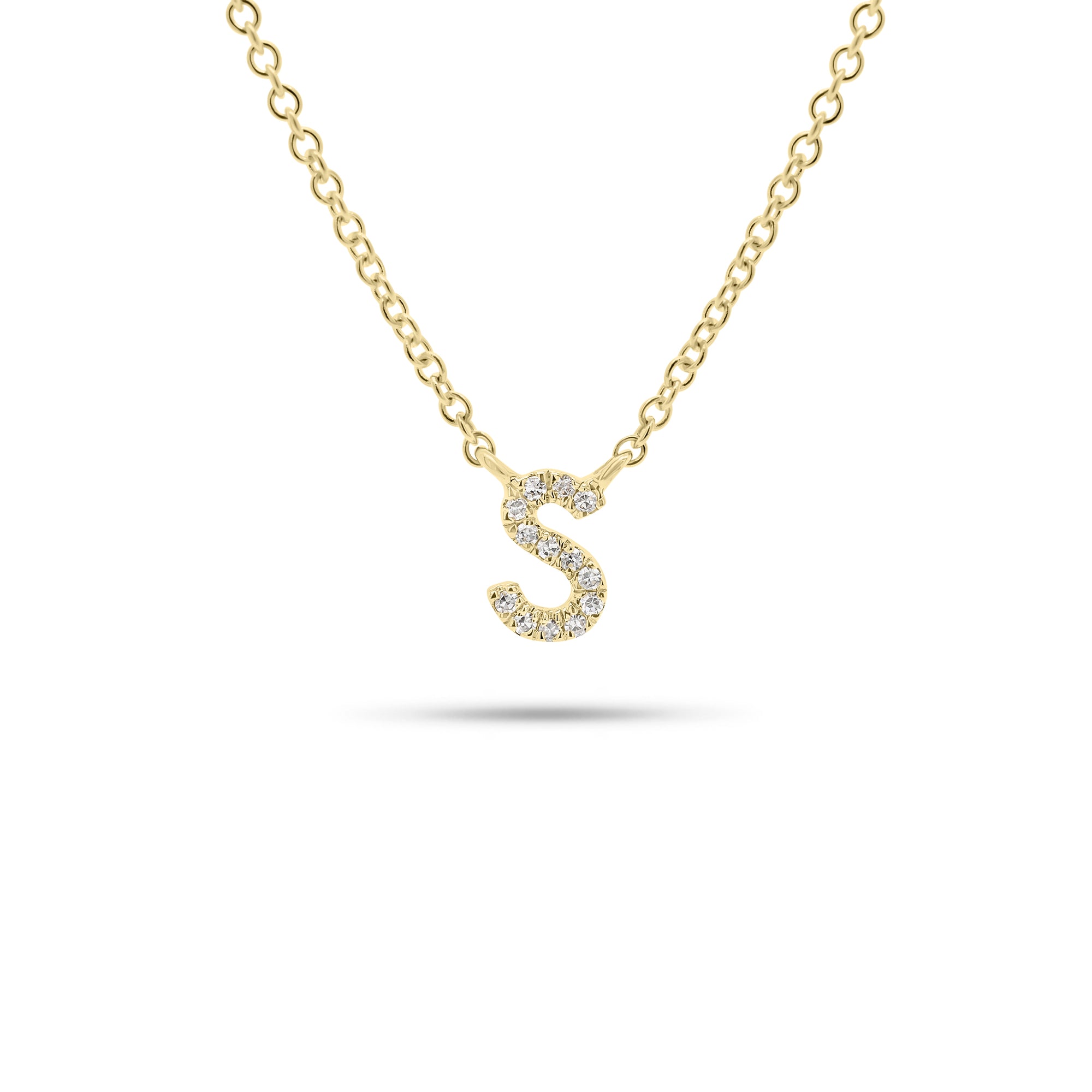 Diamond Initial Pendant Necklace - 14K gold weighing 1.76 grams  - 13 round diamonds weighing 0.03 carats