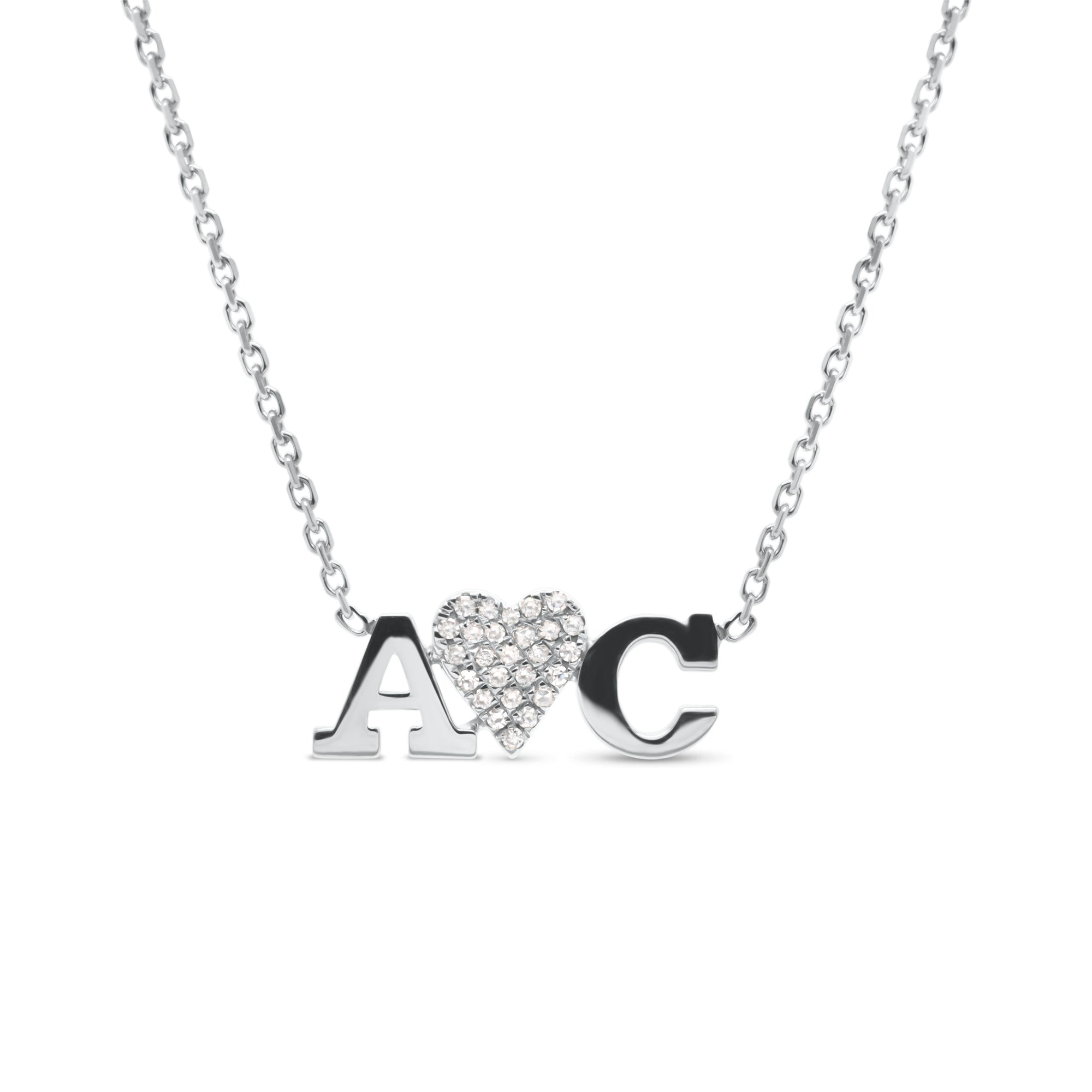 Diamond Initials Love Pendant Necklace - 14K gold weighing 2.10 grams  - 26 round diamonds weighing 0.06 carats