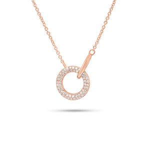Diamond Circle & Link Pendant Necklace - 14K gold weighing 2.24 grams  - 58 round diamonds weighing 0.13 carats