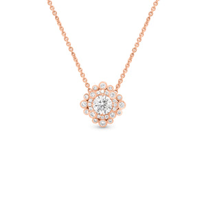 Elaborate Diamond Pendant - 14K gold weighing 5.40 grams - 1.00 ct round diamond (GIA-graded G-color, I1 clarity) - 28 round diamonds weighing 0.38 carats