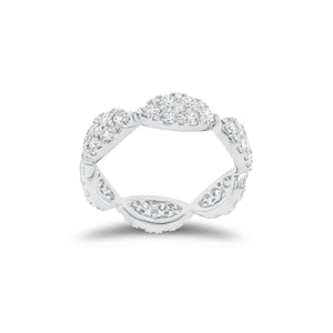 Pave diamond marquises eternity ring - 18K gold weighing 2.76 grams - 90 round diamonds weighing 1.84 carats