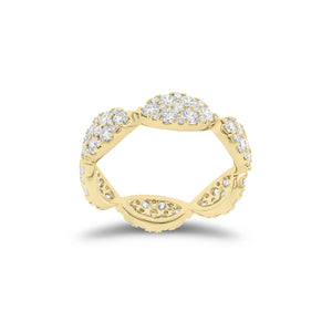 Pave diamond marquises eternity ring - 18K gold weighing 2.76 grams - 90 round diamonds weighing 1.84 carats