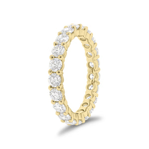 Classic Shared Prong-Set Diamond Eternity Band -18k yellow gold weighing 3.07 grams -21 round diamonds weighing 2.05 carats
