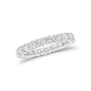 Classic Shared Prong-Set Diamond Eternity Band -18k white gold weighing 3.07 grams -21 round diamonds weighing 2.05 carats