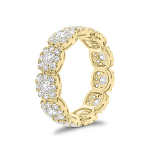 Diamond cushion-style halo eternity ring -18K gold weighing 4.18 grams -11 round diamonds totaling 0.98 carats -88 round pave-set diamonds totaling 1.30 carats