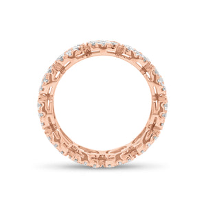 Diamond cushion-style halo eternity ring -18K gold weighing 4.18 grams -11 round diamonds totaling 0.98 carats -88 round pave-set diamonds totaling 1.30 carats