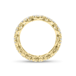 Diamond cushion-style halo eternity ring -18K gold weighing 4.18 grams -11 round diamonds totaling 0.98 carats -88 round pave-set diamonds totaling 1.30 carats