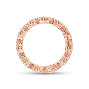 Diamond halo eternity ring -18K gold weighing 3.96 grams -11 round diamonds totaling 1.18 carats -99 round pave-set diamonds totaling 1.06 carats