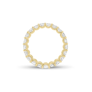 Cushion-Cut Diamond Eternity Ring - 18K gold weighing 3.20 grams - 21 cushion-cut diamonds weighing 2.99 carats (GIA-graded F-G color, VS2 clarity)