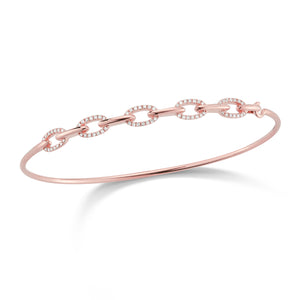 Diamond Half-Way Chain Link Bangle Bracelet