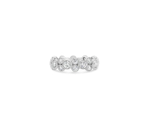 Alternating Bezel-Set Diamond Eternity Ring with Antique Milgrain