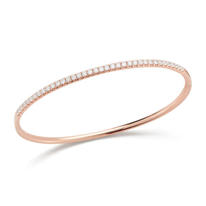 Diamond Slim Classic Bangle Bracelet -14K rose gold weighing 10.14 grams -37 round pave-set diamonds totaling 0.95 carats