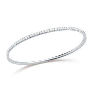 Diamond Slim Classic Bangle Bracelet -14K white gold weighing 10.14 grams -37 round pave-set diamonds totaling 0.95 carats