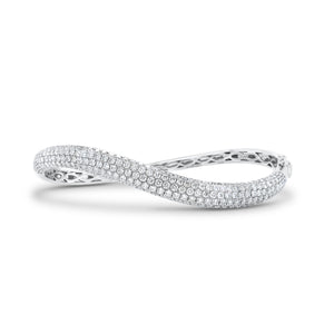 Diamond Wavy Bangle - 18K white gold weighing 13.32 grams - 229 round diamonds totaling 2.91 carats
