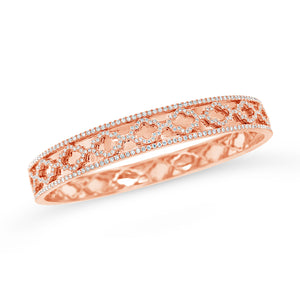 Diamond Quatrefoil Bangle -14K rose gold weighing 24.16 grams -350 round diamonds totaling 1.10 carats