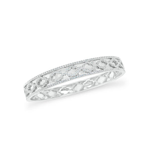 Diamond Quatrefoil Bangle -14K white gold weighing 24.16 grams -350 round diamonds totaling 1.10 carats