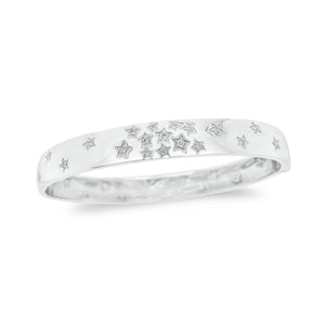 Diamond Star Bangle - 14K gold weighing 16.16 grams - 35 round diamonds totaling 0.29 carats