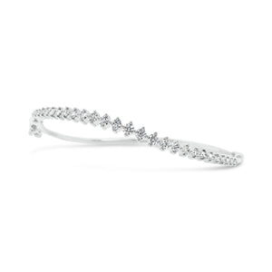 Prong-Set Diamond Wave Bangle - 14K gold weighing 8.05 grams - 27 round diamonds totaling 1.09 carats