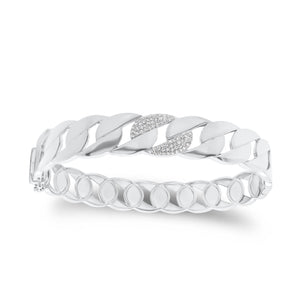 Pave Diamond Chain Link Bangle Bracelet - 14K gold weighing 17.77 grams - 66 round diamonds totaling 0.15 carats