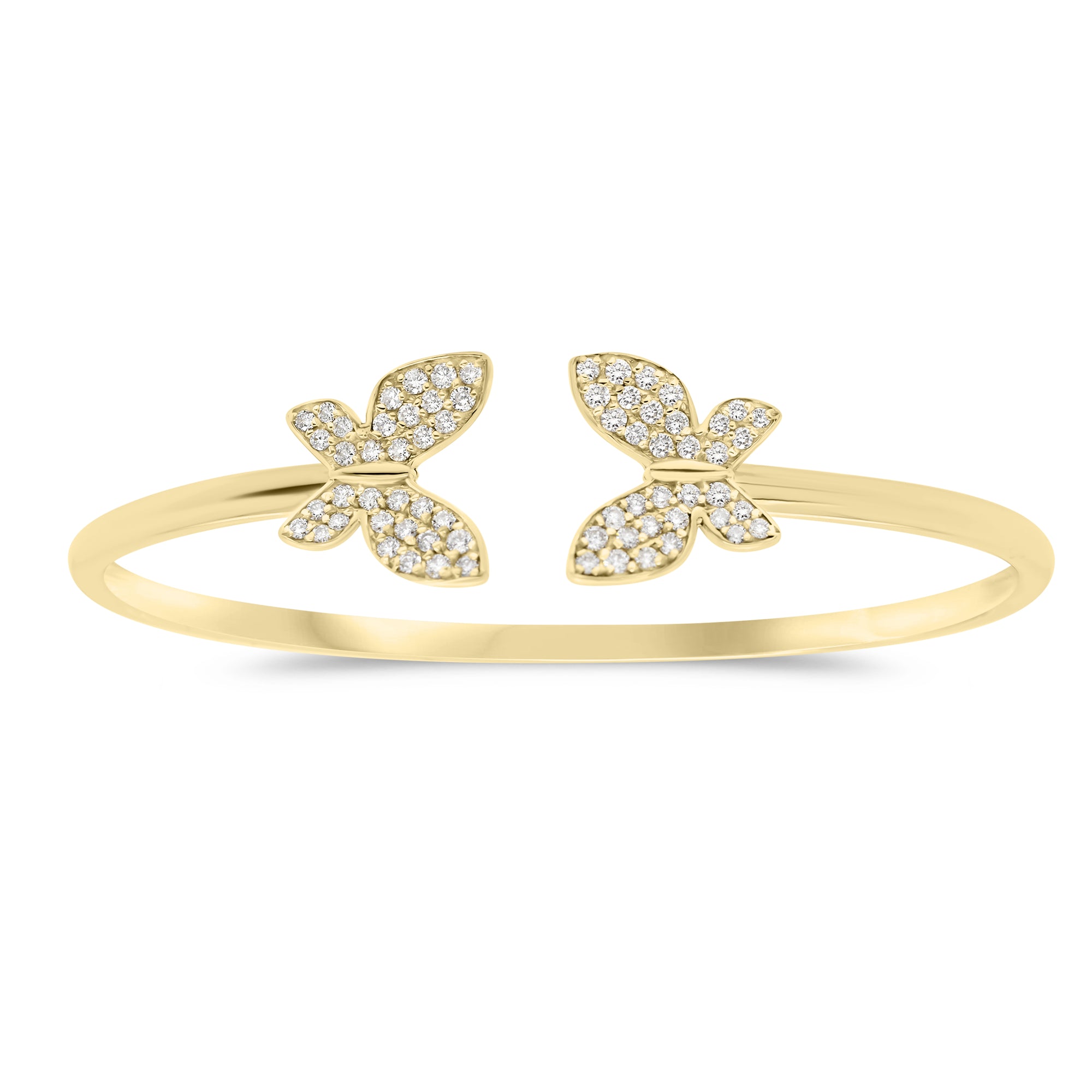 Butterfly Pave Set Diamond Cuff - 14K gold weighing 7.29 grams  - 68 round, pave diamonds weighing 0.62 carats