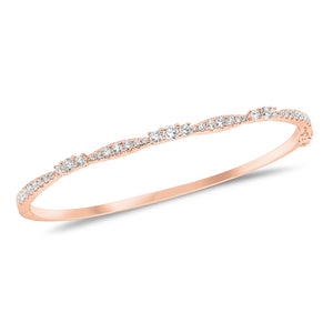 Diamond Elegance Bangle - 18K rose gold weighing 10.79 grams - 41 round diamonds weighing 0.95 carats
