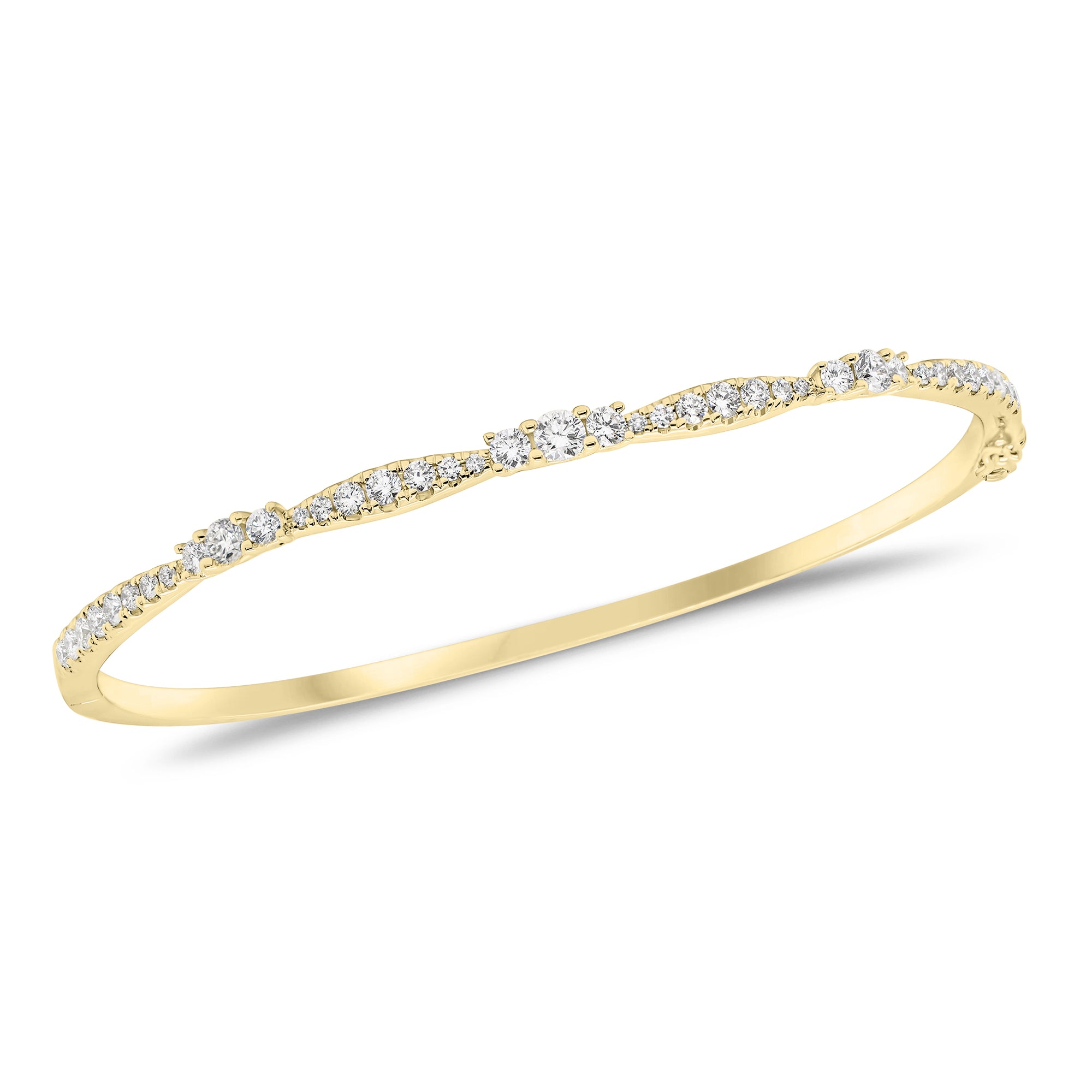 Diamond Elegance Bangle - 18K yellow gold weighing 10.79 grams   - 41 round diamonds weighing 0.95 carats