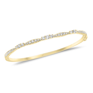 Diamond Elegance Bangle - 18K yellow gold weighing 10.79 grams - 41 round diamonds weighing 0.95 carats