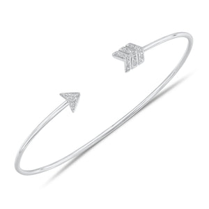 Diamond arrow bangle bracelet - 14K gold weighting 11.53 grams. - 34 round diamonds totaling 0.09 carat weight.