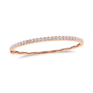 Diamond Medium Classic Bangle Bracelet -18K rose gold weighing 12.42 grams - 27 round diamonds totaling 1.53 carats