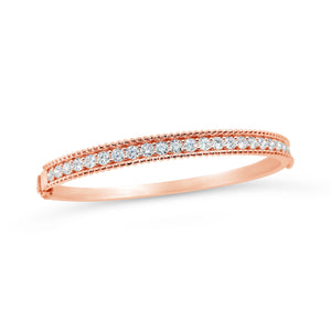 Diamond Beaded Gold Bangle -18K rose gold weighing 19.28 grams -25 round diamonds totaling 2.25 carats