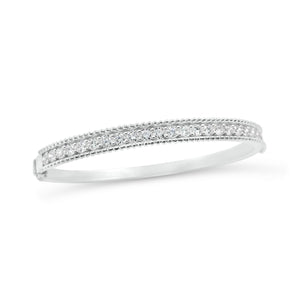 Diamond Beaded Gold Bangle -18K white gold weighing 19.28 grams -25 round diamonds totaling 2.25 carats