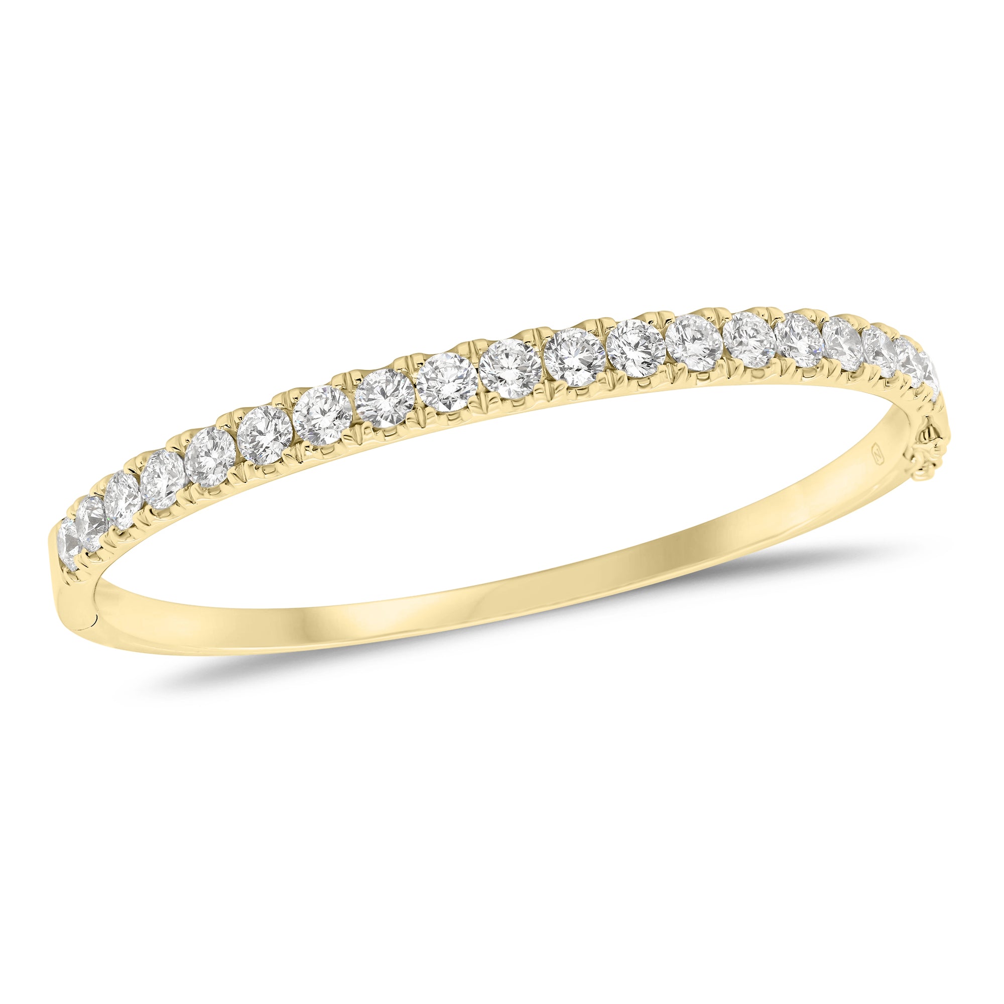 3.63 ct Diamond Bangle-- 18K gold weighing 21.66 grams  - 19 round diamonds weighing 3.63 carats