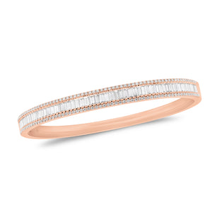 Baguette & Round Diamond Bangle Bracelet - 18K rose gold weighing 17.15 grams - 126 round diamonds totaling 0.56 carats - 58 slim baguettes totaling 1.78 carats