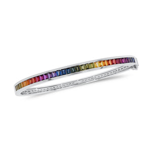 Fancy Sapphire Bangle - 18K gold weighing 15.09 grams - 35 fancy sapphires totaling 3.51 carats