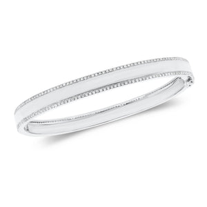 Pave Diamond Border Bangle Bracelet - 14K gold weighing 14.29 grams - 312 round diamonds weighing 0.83 carats