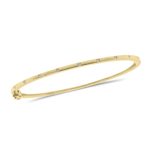 Diamond Slim Dotted Bangle Bracelet - 14K gold weighing 5.61 grams - 10 round diamonds totaling 0.06 carats