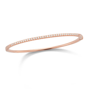 Diamond Small Classic Bangle Bracelet -14K gold weighing 8.98 grams -35 round pave-set diamonds totaling 0.49 carats