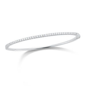Diamond Small Classic Bangle Bracelet -14K gold weighing 8.98 grams -35 round pave-set diamonds totaling 0.49 carats