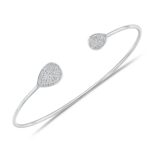 Diamond teardrop bangle bracelet - 14K gold weighting 4.18 grams. - 102 round diamonds totaling 0.23 carat weight.