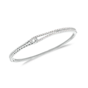 Diamond Linked Rope Bangle Bracelet -18K gold weighing 13.09 grams -66 round diamonds totaling 0.73 carats